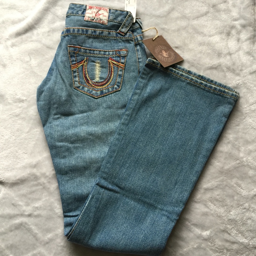 Y2K Vtg TRUE RELIGION Flare Low Rise Bobby Rainbow Cowgirl Jean NWT Retail $275 - Picture 10 of 15